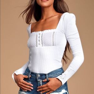 Sugar Sugar White Ribbed Long Sleeve Top NWT